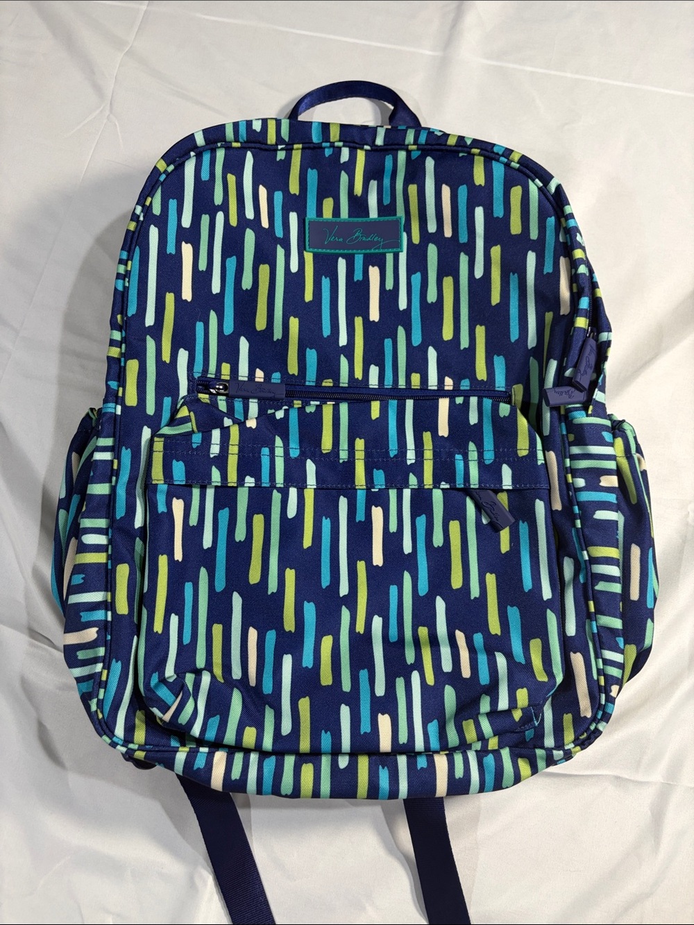 Vera Bradley Katalina Showers (retired print) Backpack with Aqua & Lime Accents